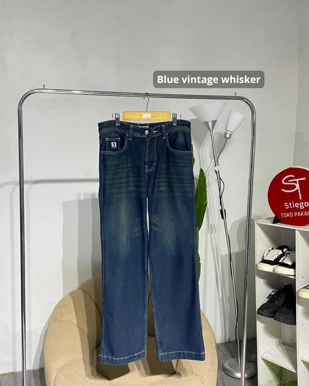Stiego- Celana Baggy Loose Whisker Pants ( Celana Jeans Baggy Unisex )