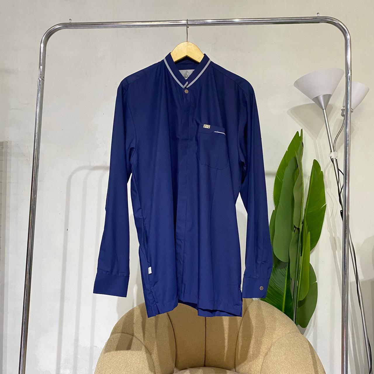 Kemeja pria koko navy muslim pria  lengan panjang