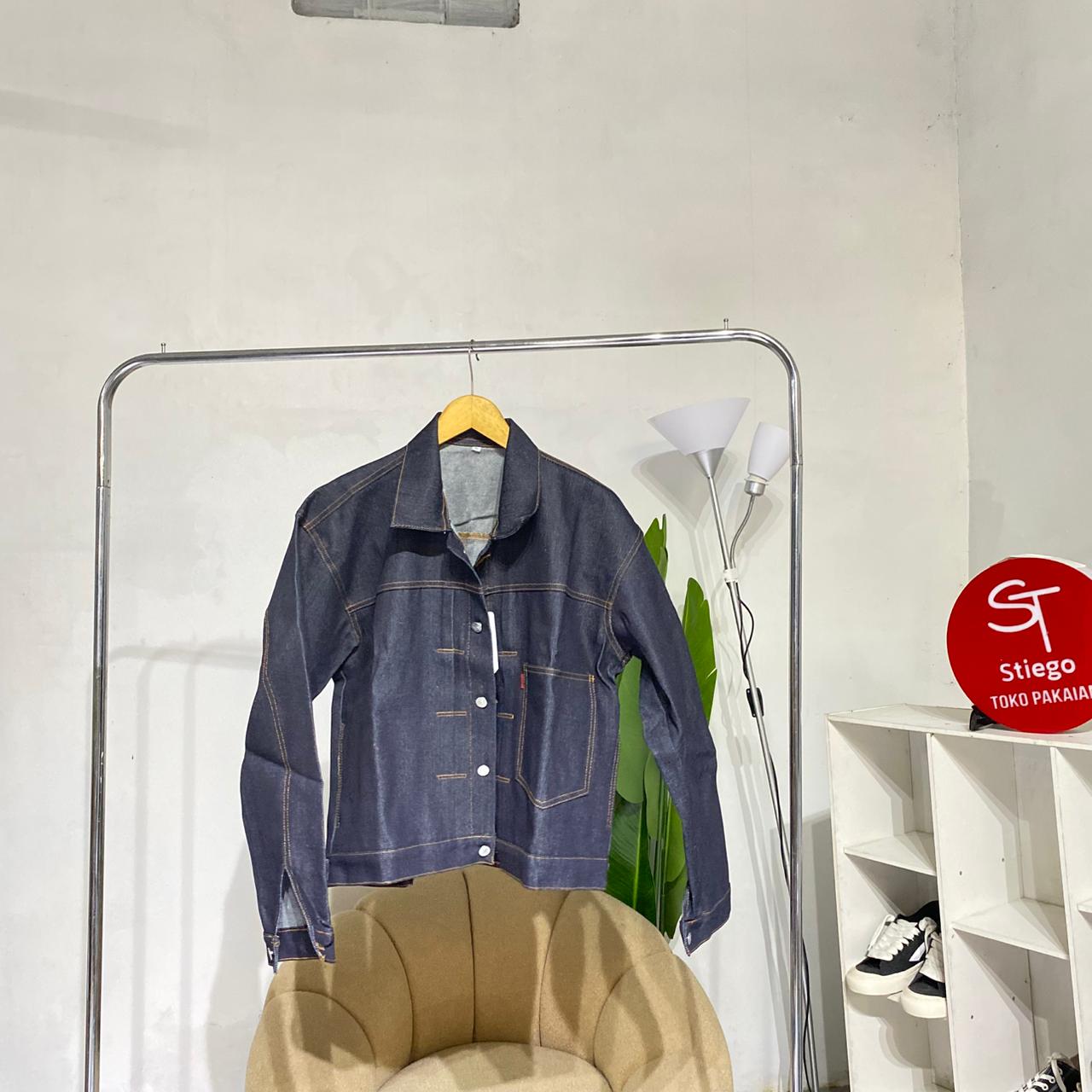 Jaket pria jeans raw denim