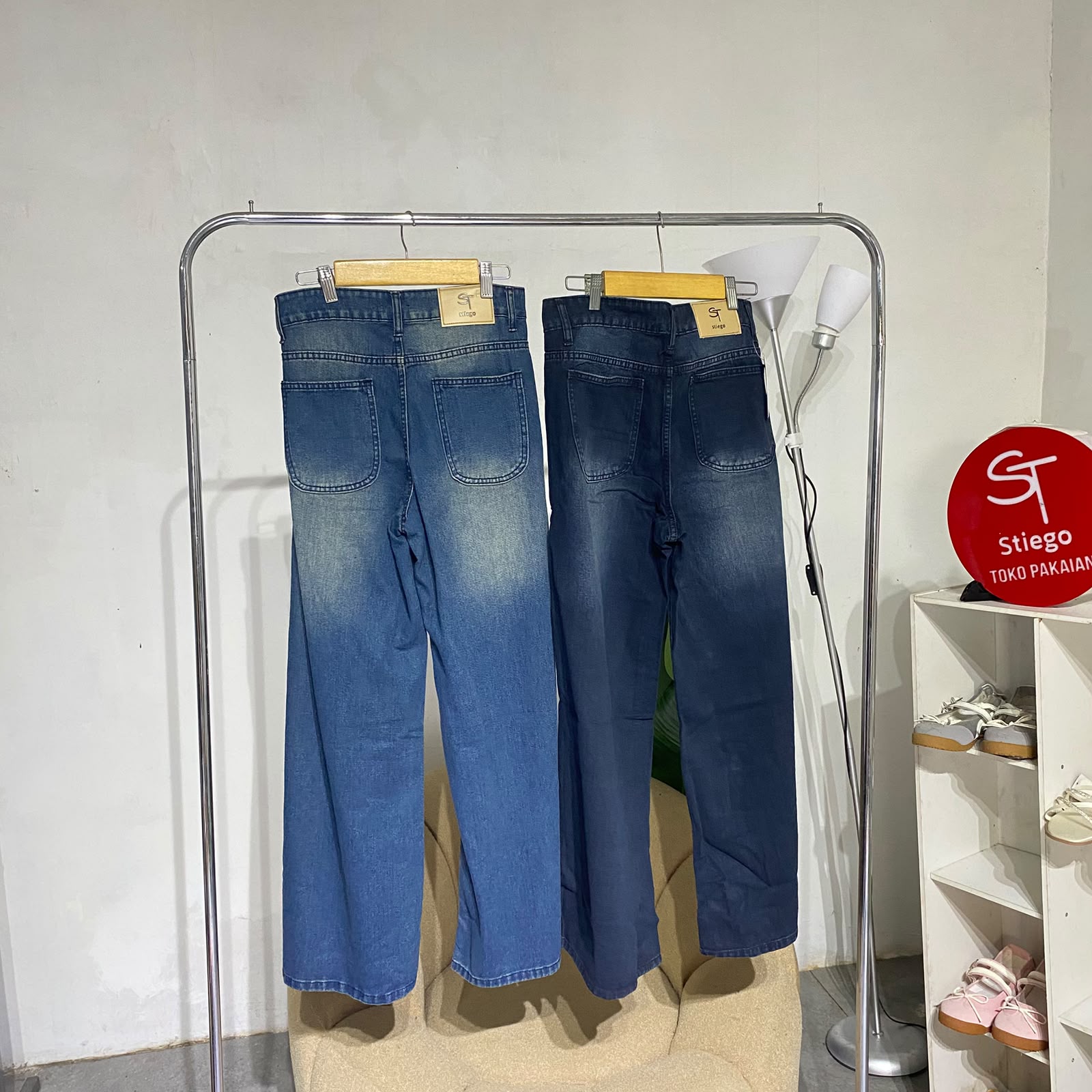 celana wanita jeans loose poket
