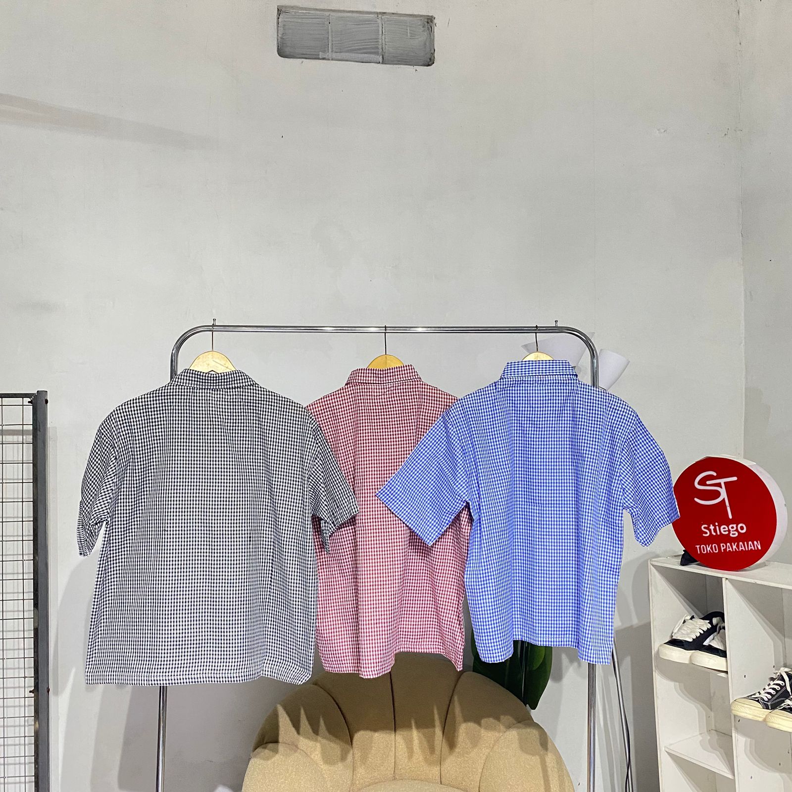 Kemeja Boxy Kotak kotak unisex | boxy shirt skena vintage club