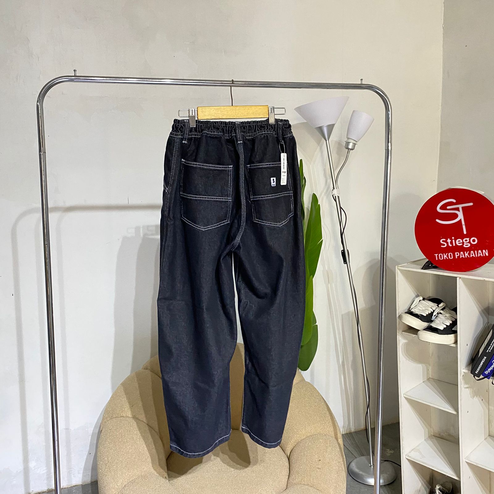 Celana Panjang  Jeans Pria Baggy Balon Denim 13.5 Oz