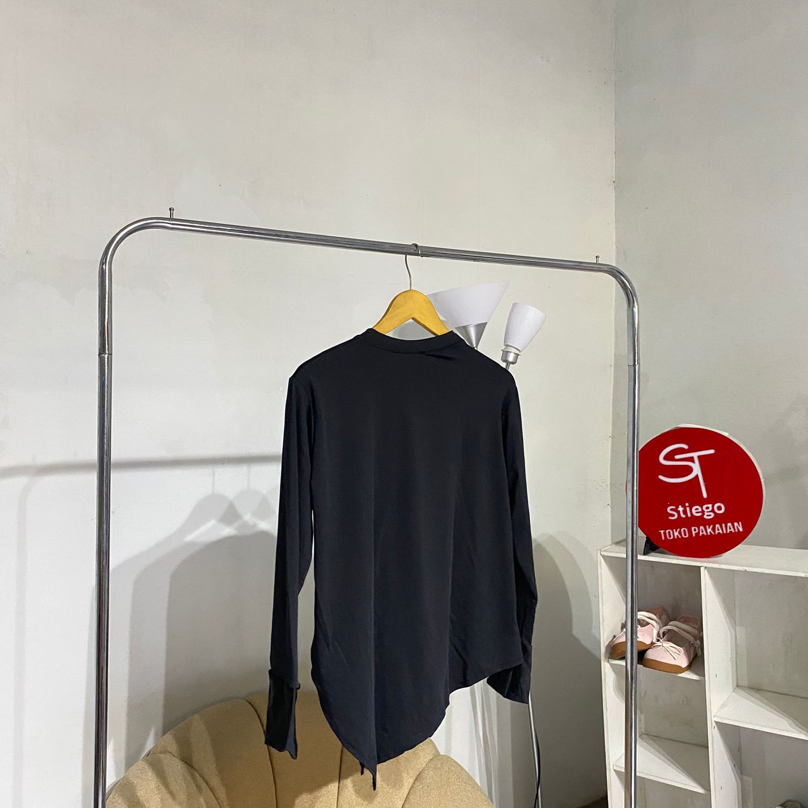 Atasan kaos wanita olahraga Tenze Baju Atasan Sporty Asimetris  Lengan Panjang Olahraga