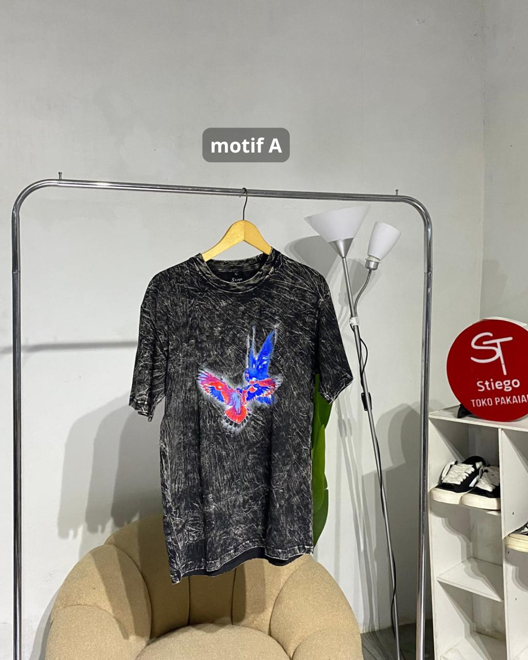 Kaos washed oversize pria lengan pendek
