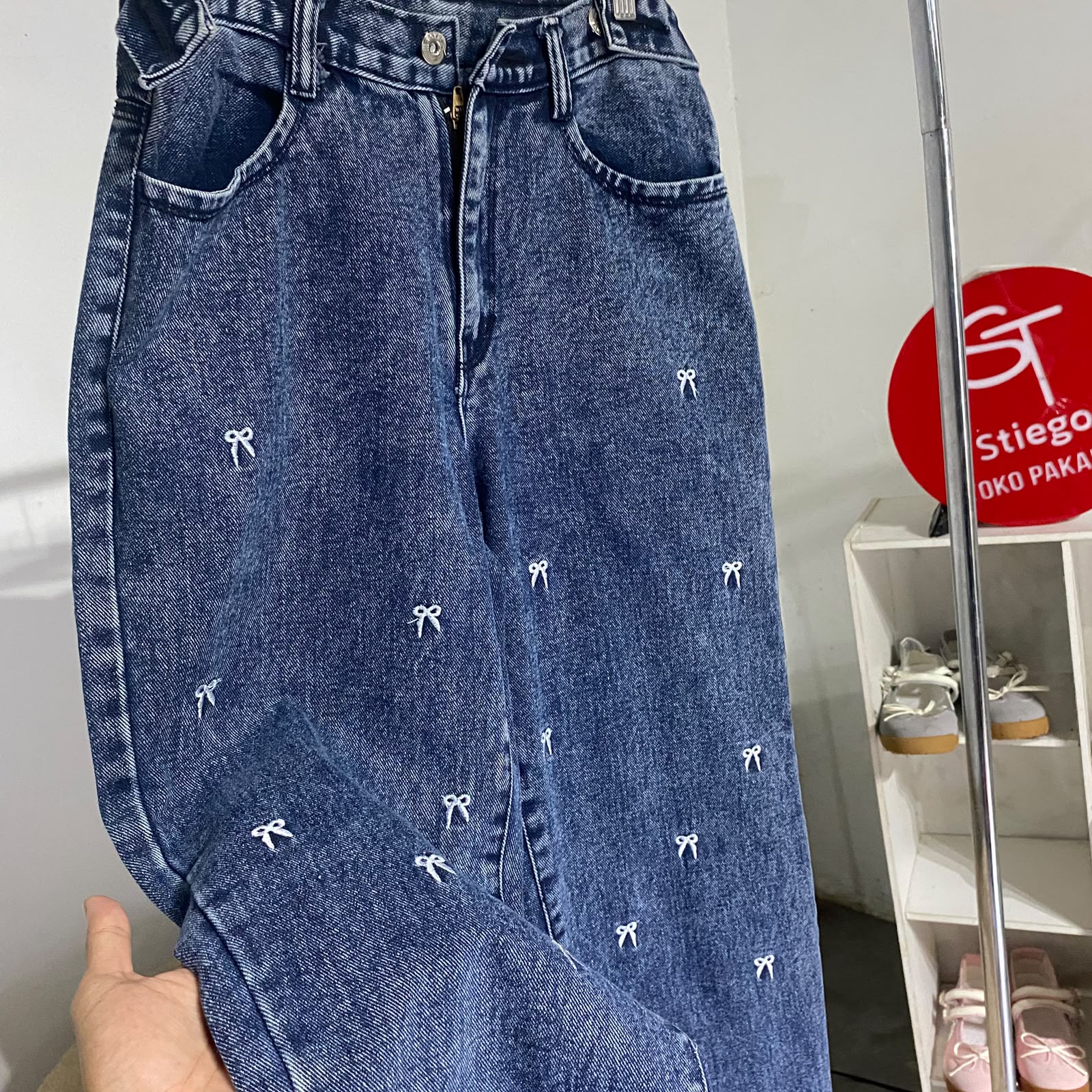 celana wanita jeans loose pita