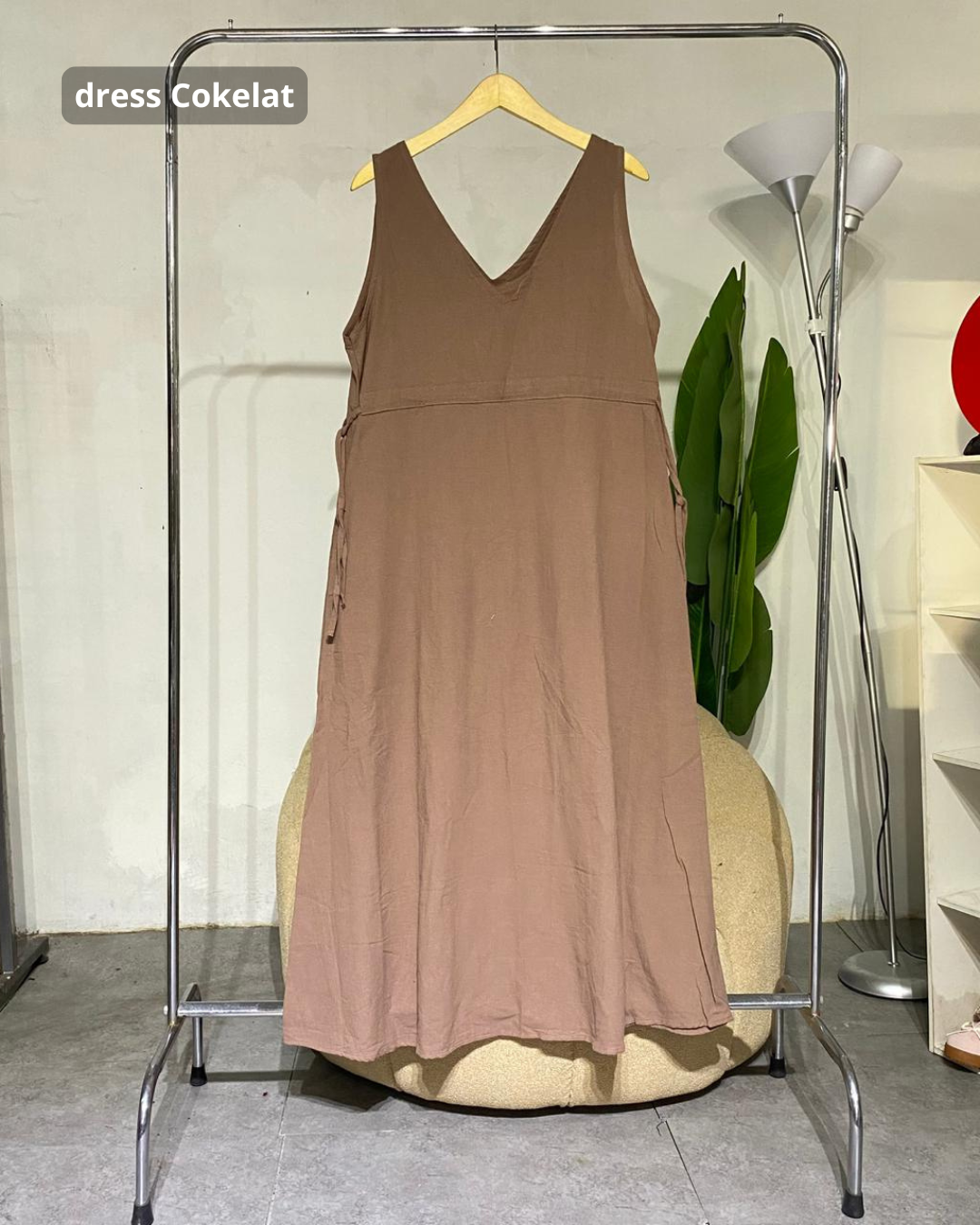 Dress wanita jumpsuit overal linen angle 08