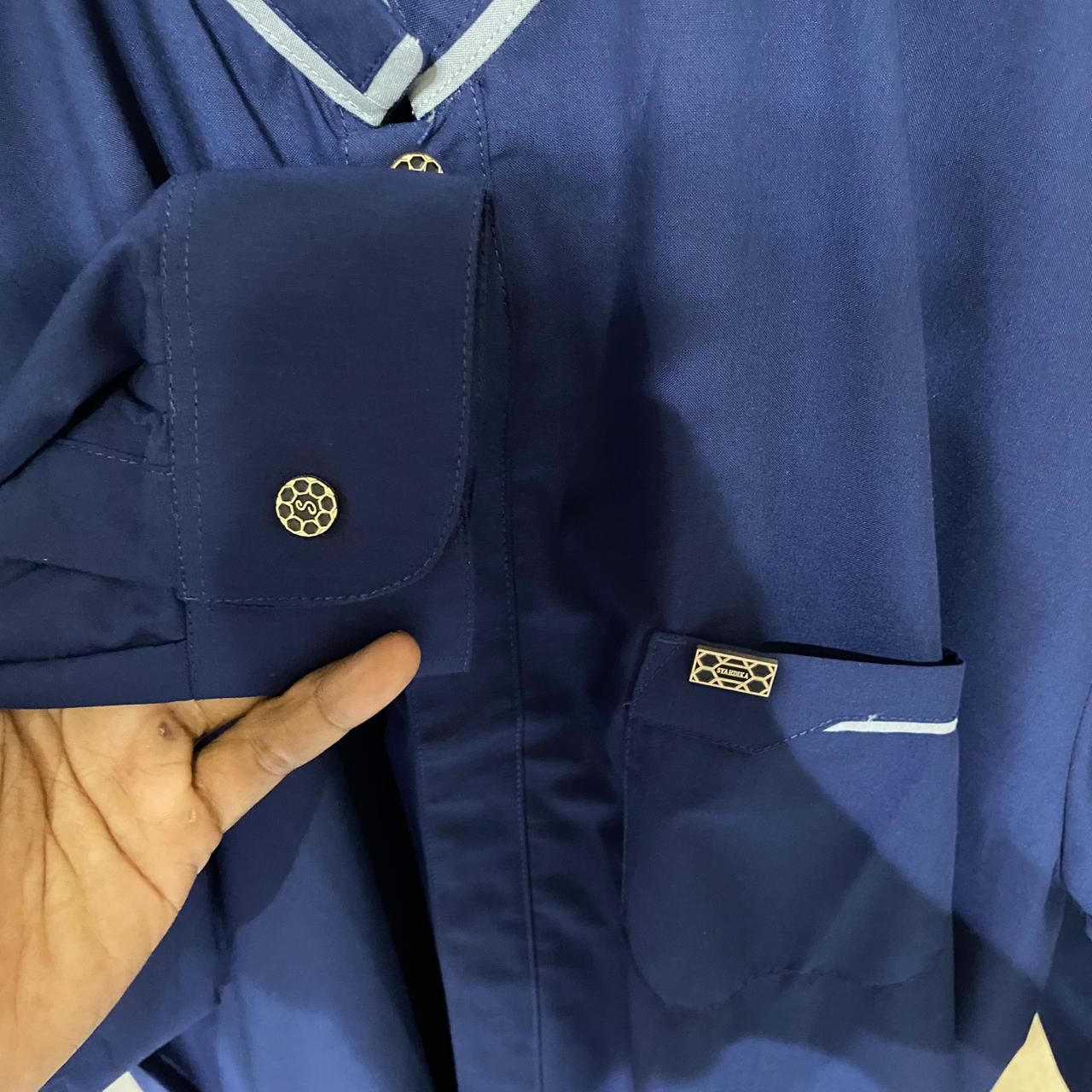 Kemeja pria koko navy muslim pria  lengan panjang