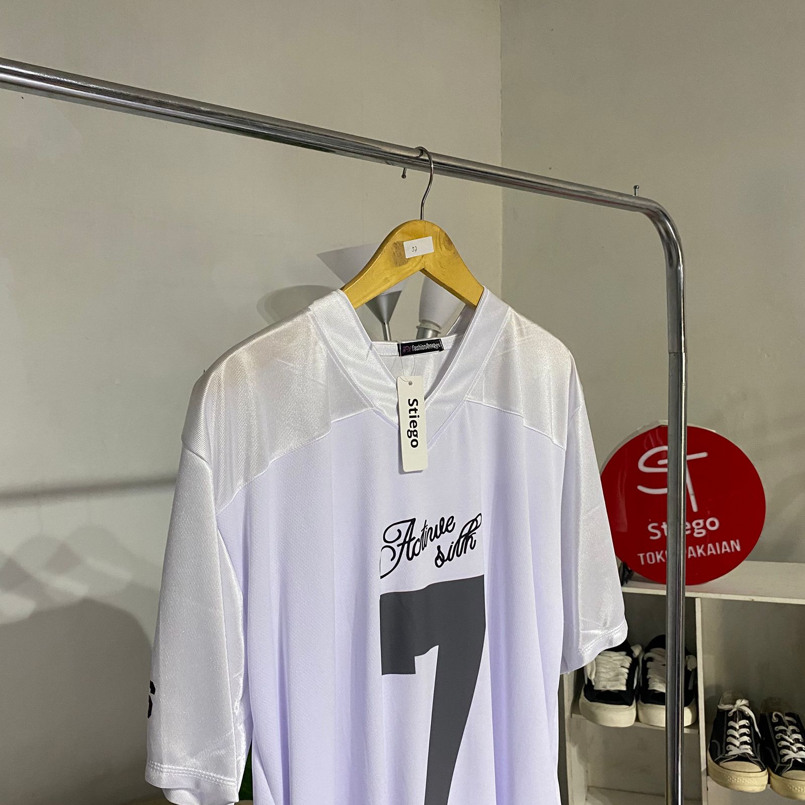 Atasan kaos jersey wanita no 7 oversize