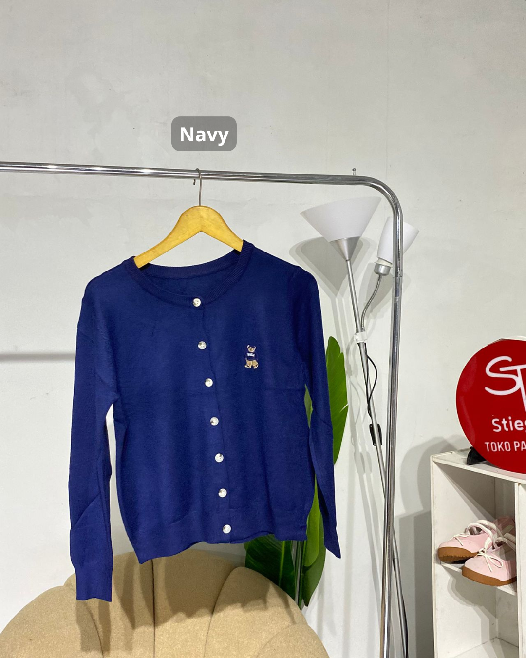 Atasan knit wanuta cardigan beruang