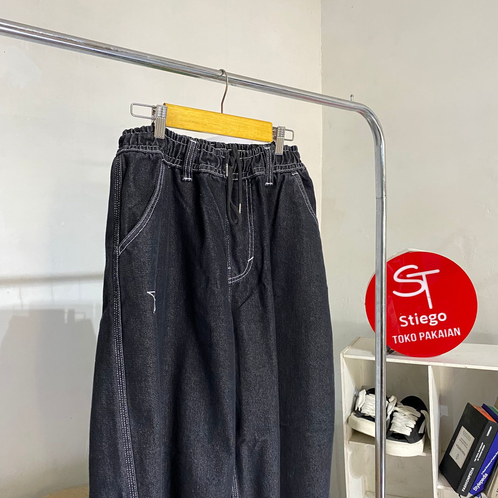 Celana Panjang  Jeans Pria Baggy Balon Denim 13.5 Oz