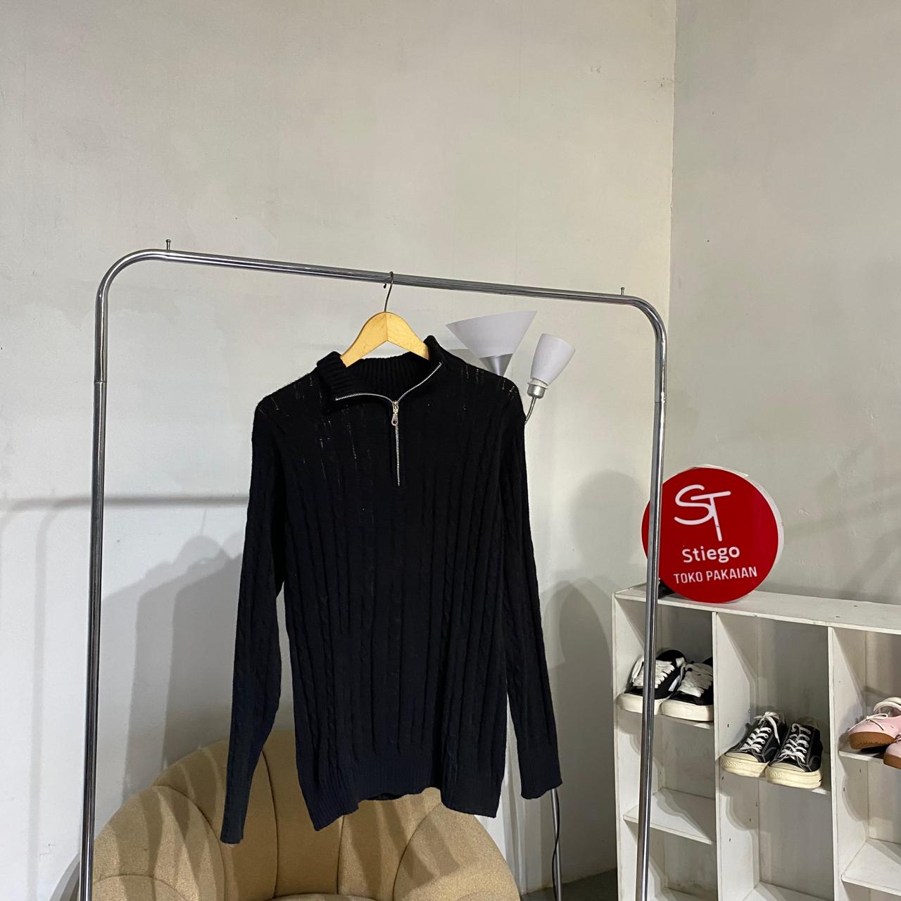 Sweater Rajut Knit Outer FELIX Bahan Tebal Half Zipper Kerah Tinggi Premium