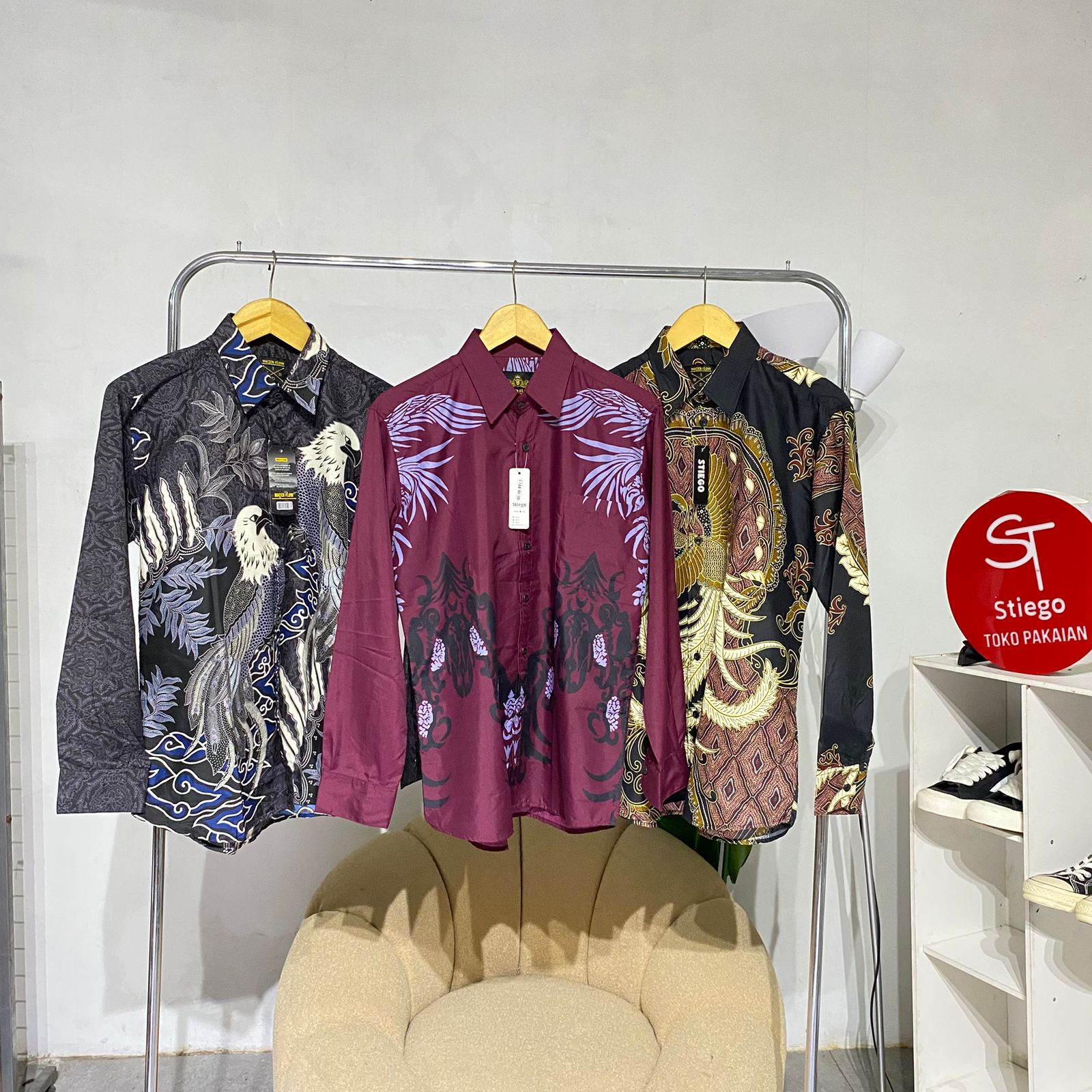 Kemeja batik lengan panjang pria  Water flow